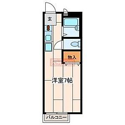 メゾンドルミエールB ワンルームの間取図画像