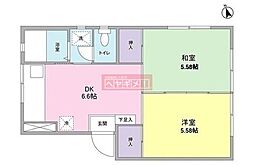 コウワマンション 2DKの間取図画像