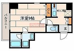 WESTCOURT川崎大師 1Kの間取図画像