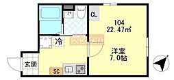 PUERTA東門前 1Kの間取図画像