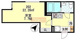 PUERTA東門前 1Kの間取図画像