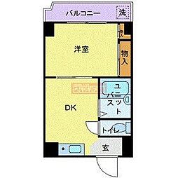 ビューライド川崎 1DKの間取図画像