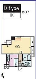 POWERHOUSE大師 1Kの間取図画像