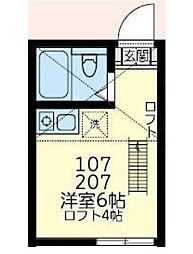 ユナイト川崎フレッド・カプルス ワンルームの間取図画像