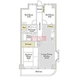アーバンパーク三ツ池公園ウイングS 3LDKの間取図画像