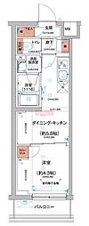 ハーモニーレジデンス羽田天空橋 1DKの間取図画像