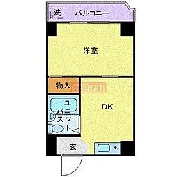 ビューライド川崎 1DKの間取図画像