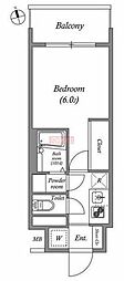 ディームス品川南大井 1Kの間取図画像