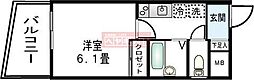 ハーヴェスト2 1Kの間取図画像