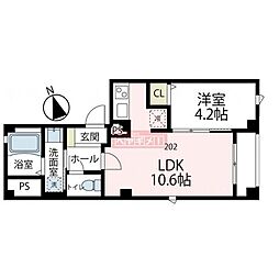 ヴィラ山一 1LDKの間取図画像