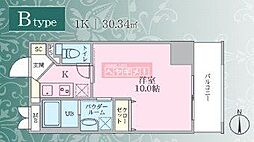 プルメリア 1Kの間取図画像