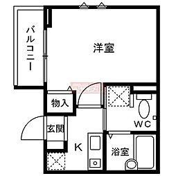 東寺尾スマイルK 1Kの間取図画像