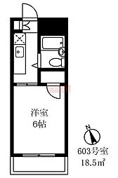 ヴェルドミール 1Kの間取図画像
