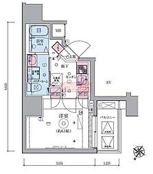 リヴシティ横濱生麦 1Kの間取図画像