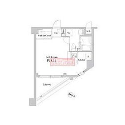 ドゥーエ新川崎 ワンルームの間取図画像