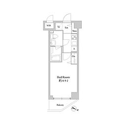 ドゥーエ新川崎 1Kの間取図画像