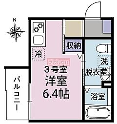 アルティザン鶴見 ワンルームの間取図画像