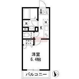 バルシュ矢向 1Kの間取図画像