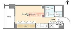 イプセ多摩川緑地 ワンルームの間取図画像