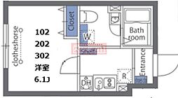 カーサ・スカートラ馬込 ワンルームの間取図画像