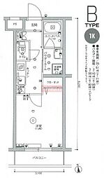 スカイコート多摩川壱番館 1Kの間取図画像