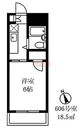 ヴェルドミール ワンルームの間取図画像