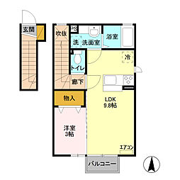 スプリングウィンドA 1LDKの間取図画像