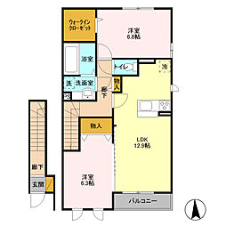 サン・メゾン真弓A 2LDKの間取図画像