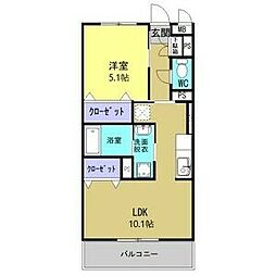 ユーミーロード 1LDKの間取図画像