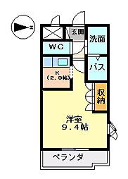 グリーングラス 1Kの間取図画像