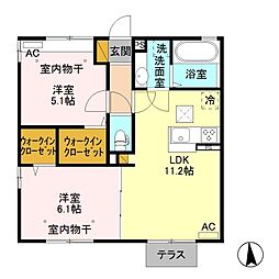 シエル 2LDKの間取図画像