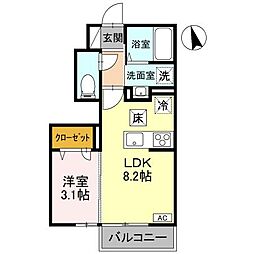 トリシアルミエール 1LDKの間取図画像