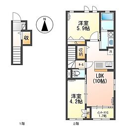 クロリス 2LDKの間取図画像