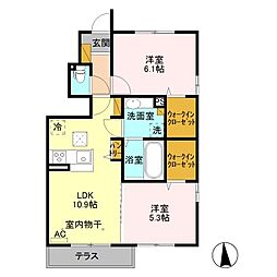 オルテンシア 2LDKの間取図画像