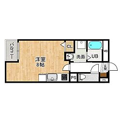 仙台市地下鉄東西線 大町西公園駅 徒歩11分の賃貸マンション 2階ワンルームの間取り