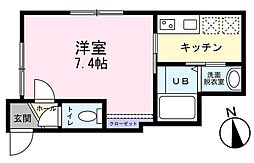 JR仙山線 北仙台駅 徒歩9分の賃貸アパート 1階1Kの間取り