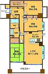 レクセルプラザ本川越 3LDKの間取図画像
