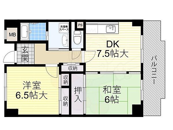 加島フラット ｜大阪府大阪市淀川区加島４丁目(賃貸マンション2DK・2階・50.56㎡)の写真 その2