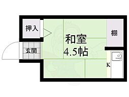 幸運ハウス ワンルームの間取図画像