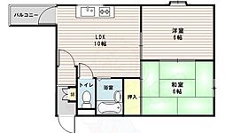 コンフォート片岡 2LDKの間取図画像