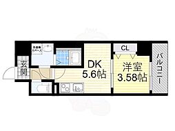 おおさか東線 JR淡路駅 徒歩15分の賃貸マンション 7階1DKの間取り