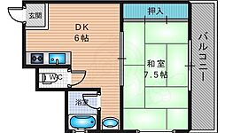 住友ハイツ 1DKの間取図画像