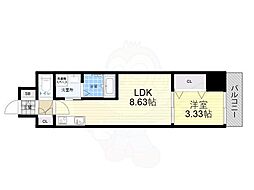 アーバンパーク新大阪 1LDKの間取図画像