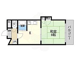 サンサーラ翁 1DKの間取図画像