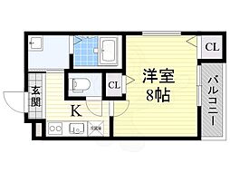 フジパレス東淡路 1Kの間取図画像