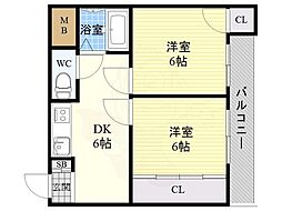 エレガンスファイブ 2DKの間取図画像
