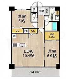 グランルクレ新大阪 2LDKの間取図画像