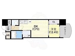 セレニテ西中島アリア弐番館 1DKの間取図画像