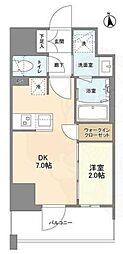 バウスフラッツ新大阪 1DKの間取図画像