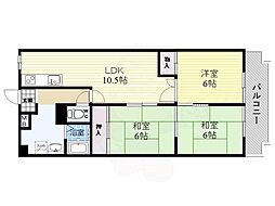 コスモハイツ新大阪 3LDKの間取図画像